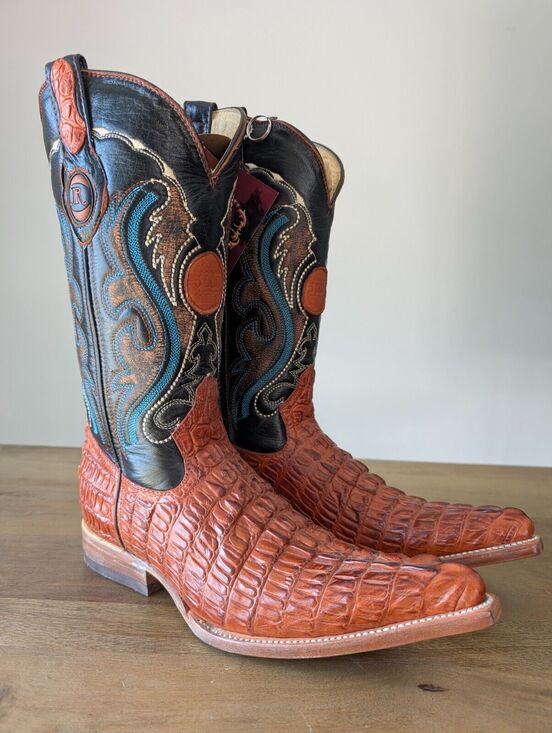 JR De Luxe Other - JR De Luxe Western Boots Mens Size 6 Brown Exotic Caiman Belly Leather Cowboy